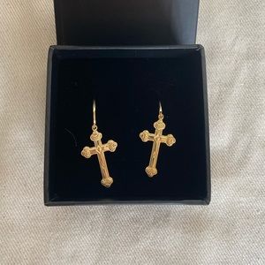 gothic gold vermeil cross earrings